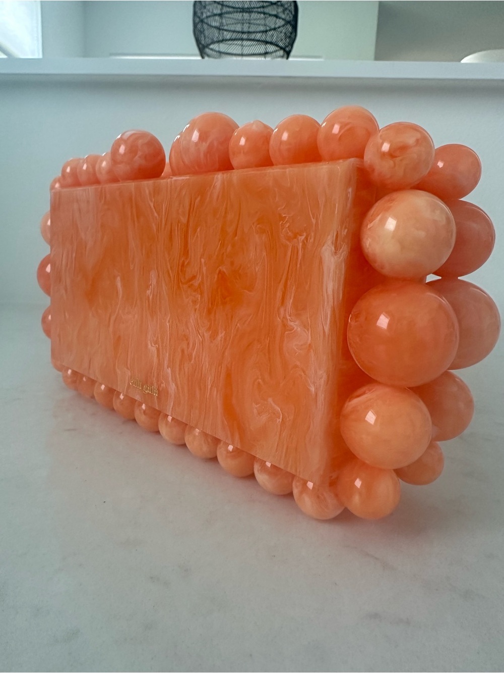 Cult Gaia Marbled Resin Bead Clutch in Papaya - Picture 5 of 11
